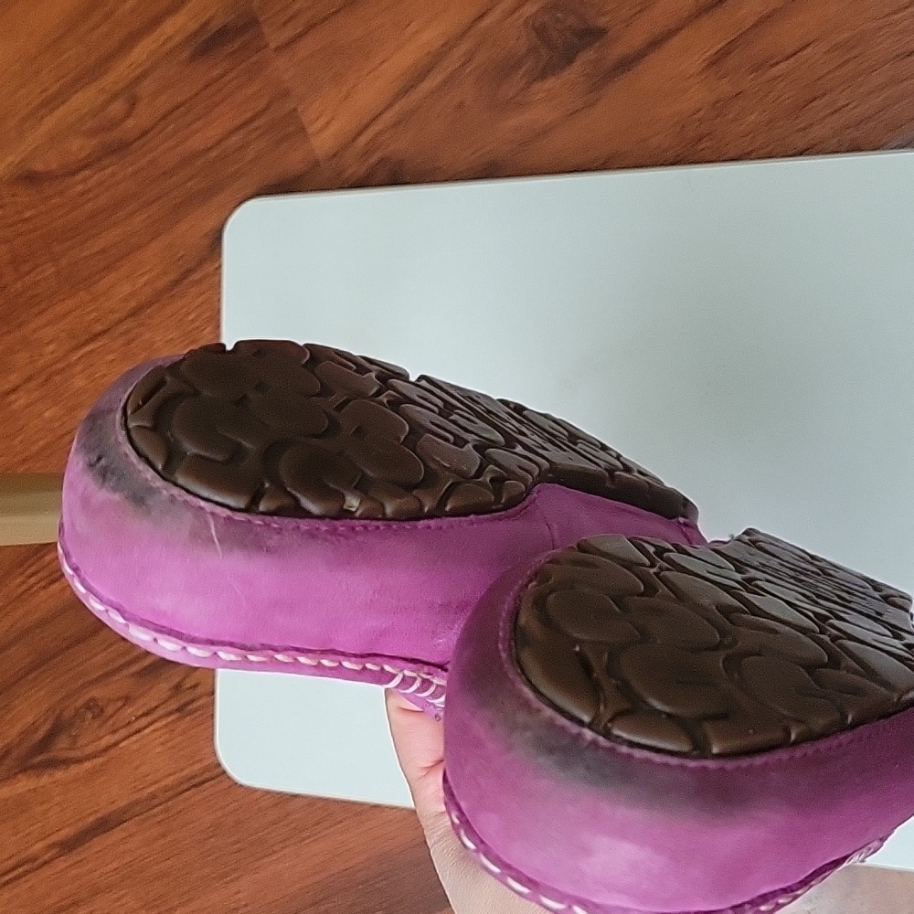 Ugg Australia Slippers Women 7M Ansley Shoes Purple Suede Wool Moccasin Moc Toe - Picture 10 of 12